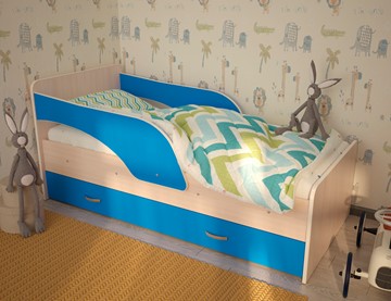 Детская кровать ТМК Максимка, корпус Млечный дуб, фасад Синий в Курске