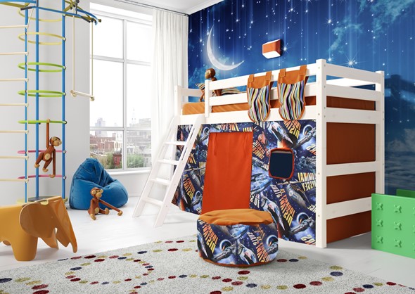 Кровать-чердак детская Соня, Вариант 6 Белый в Курске - изображение