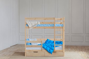 Детская двухэтажная кровать без крыши с ящиками, без покраски в Курске