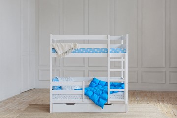 Детская 2-х ярусная кровать без крыши с ящиками, цвет белый в Курске
