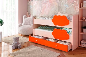 Детская двухъярусная кровать ТМК Соник 1.6 с ящиком, Оранжевый в Курске
