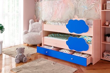 Детская двухэтажная кровать Соник 1.6 с ящиком, Синий в Курске