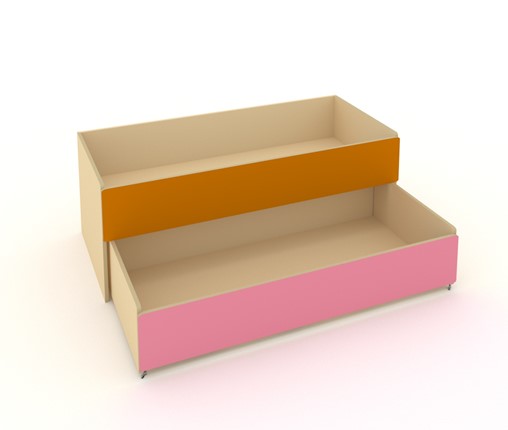 Кровать для детей 2-х уровневая КД-2, Беж + Оранжевый + Розовый в Курске - изображение