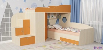 Детская кровать-шкаф Кадет-2, корпус Дуб, фасад Оранжевый в Курске