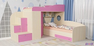 Детская кровать-шкаф Кадет-2, корпус Дуб, фасад Розовый в Курске