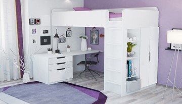 Детская кровать с письменным столом и шкафом POLINI Kids Simple Белый в Курске - предосмотр 1