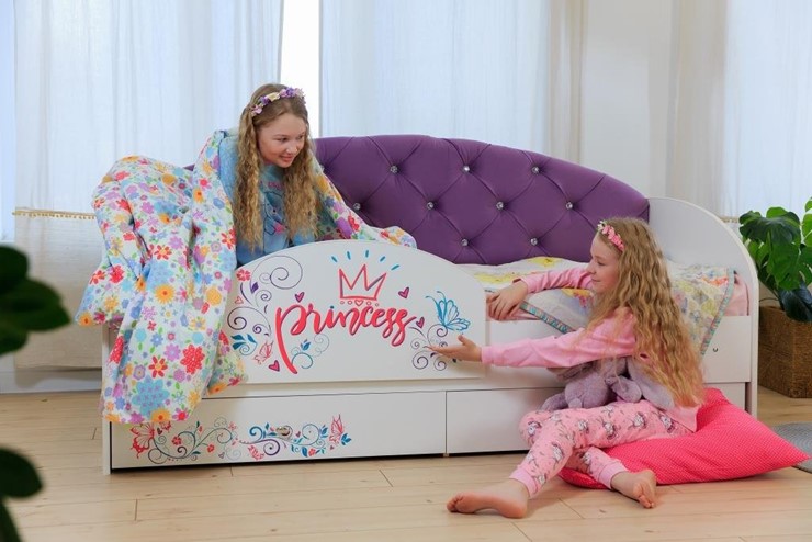 Детская кровать односпальная Эльза с бортиком, Фиолетовый (латы) в Курске - изображение 4