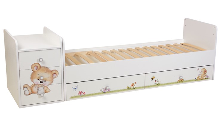 Детская кровать Фея 1100 Медвежонок Белый в Курске - изображение 2