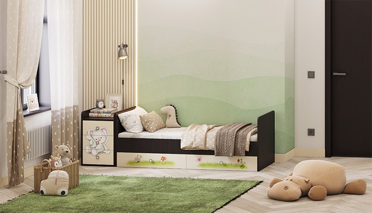 Детская кровать Фея 1100 Зайчонок Венге-бежевый в Курске - изображение 5