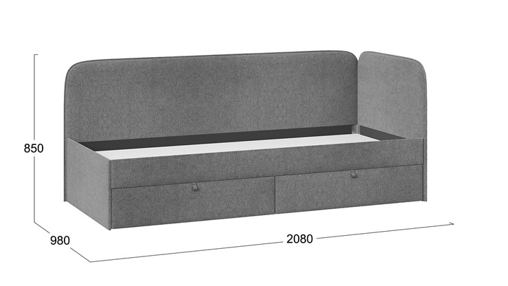 Кровать подростковая Молли тип 1 (90), Микровелюр Scandi Graphite 22 в Курске - изображение 3