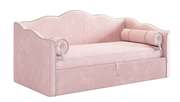 Кроватка с подъемным механизмом Лея (Софа) 90х200 (нежно-розовый (велюр)/галька (велюр)) в Курске