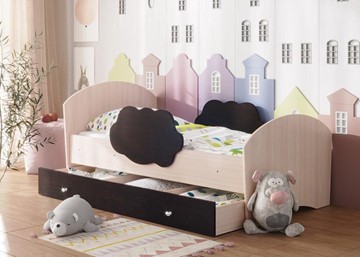 Детская кровать Тучка с ящиком, корпус Дуб млечный, фасад Венге в Курске