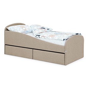 Мягкая кровать с ящиками Letmo 190х80 песочный (рогожка) в Курске