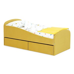 Мягкая кровать с ящиками Letmo 190х80 горчичный (велюр) в Курске