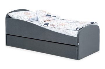 Мягкая кровать с ящиком Letmo графит (велюр) в Курске