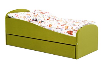 Кровать в детскую с ящиком Letmo оливковый (велюр) в Курске