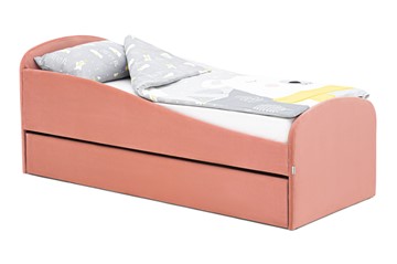 Мягкая кровать с ящиком Letmo пудровый (велюр) в Курске