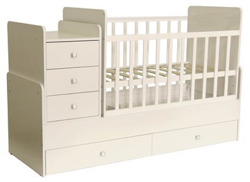 Кровать для новорожденных с комодом POLINI Kids Simple 1100 Слоновая кость в Курске