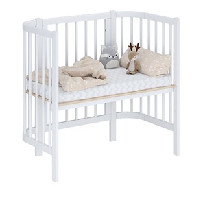 Кроватка детская приставная POLINI Kids Simple 105 Белый в Курске - предосмотр 1