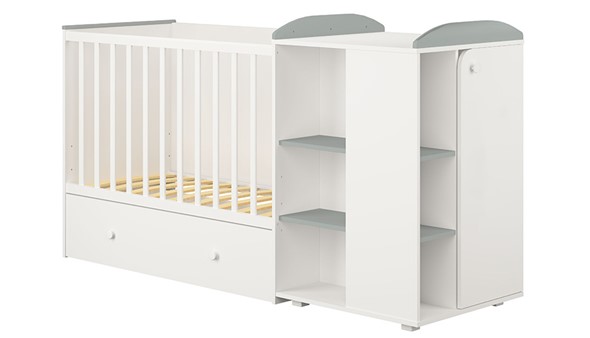 Многофункциональная кровать с комодом POLINI Kids Ameli 800 Белый / Серый, серия AMELI в Курске - изображение