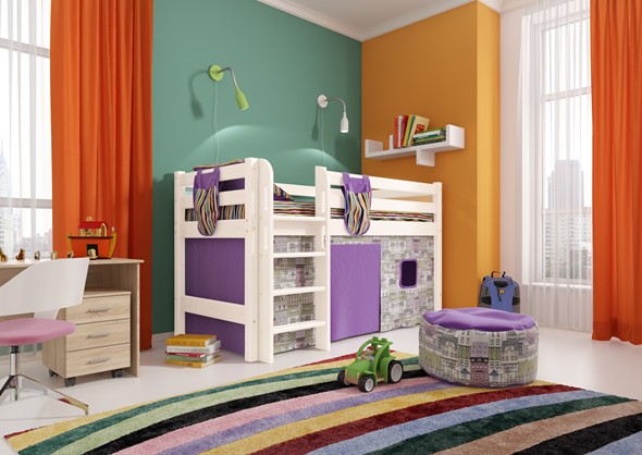 Кровать-чердак детская Соня, Вариант 11 Белый в Курске - изображение