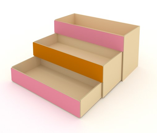 Кровать для детей 3-х уровневая КД-3, Беж + Розовый + Оранжевый в Курске - изображение