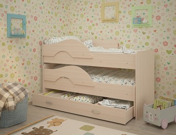 Детская 2-ярусная кровать Радуга 1.6 с ящиком, цвет Млечный дуб в Курске