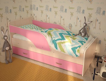 Кровать детская Максимка, корпус Млечный дуб, фасад Розовый в Курске