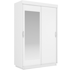 Шкаф 2-дверный Лайт (ДСП/Зеркало) 1400х595х2120, Белый Снег в Курске