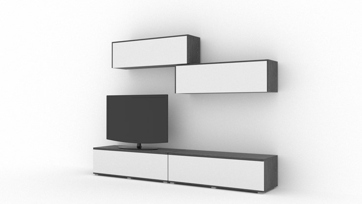 Гостиный гарнитур Куб (Cube), цвет Белый софт, Черный ясень в Курске - изображение 1