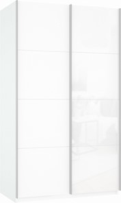 Шкаф 2-створчатый Прайм (ДСП/Белое стекло) 1200x570x2300, белый снег в Курске