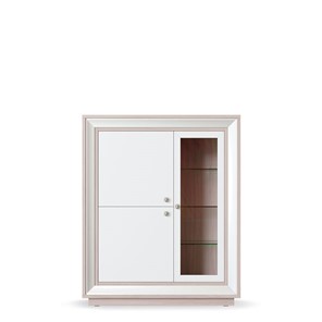 шкаф 3-х дверный (1 стеклодверь) низкий Прато 1179, Ясень светлый \ жемчуг в Курске