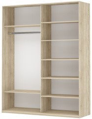 Шкаф 2-х дверный Прайм (Зеркало/Белое стекло) 1400x570x2300, дуб сонома в Курске - предосмотр 1