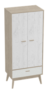 Шкаф для одежды Калгари, Дуб натуральный светлый/Белый матовый в Курске