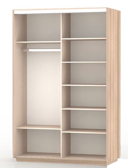 Шкаф 2-створчатый Экспресс (ДСП/Зеркало), со стеллажом, 1900х600х2400, шимо светлый в Курске - изображение 1