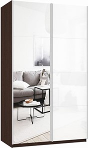 Шкаф Прайм (Зеркало/Белое стекло) 1400x570x2300, венге в Курске