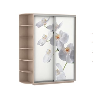 Шкаф Экспресс 1900x600x2200, со стеллажом, Орхидея белая/дуб молочный в Курске