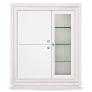 шкаф 3-х дверный (1 стеклодверь) низкий Прато 1179, Ясень анкор светлый, жемчуг, ясень анкор светлый в Курске - предосмотр 1
