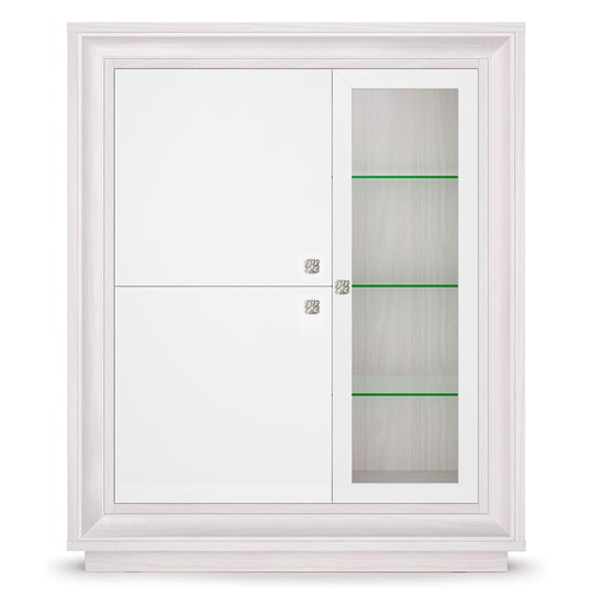 шкаф 3-х дверный (1 стеклодверь) низкий Прато 1179, Ясень анкор светлый, жемчуг, ясень анкор светлый в Курске - изображение 1