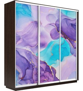 Шкаф 3-створчатый Экспресс 2100х450х2400, Абстракция фиолетовая/венге в Курске