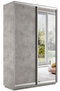 Шкаф 2-створчатый Экспресс (ДСП/Зеркало) 1600х450х2200, бетон в Курске