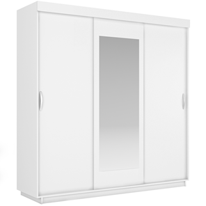 Шкаф трехдверный Лайт (2 ДСП/Зеркало) 1800х595х2120, Белый Снег в Курске