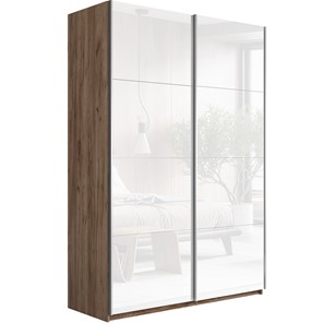 Шкаф 2-х дверный Прайм (Белое стекло/Белое стекло) 1200x570x2300, Крафт табачный в Курске