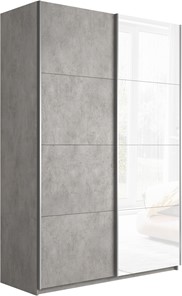 Шкаф 2-дверный Прайм (ДСП/Белое стекло) 1600x570x2300, бетон в Курске