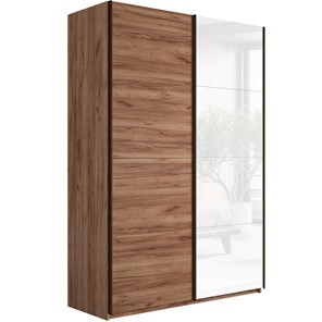 Шкаф 2-дверный Прайм (ДСП/Белое стекло) 1600x570x2300, Крафт табачный в Курске