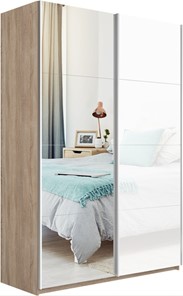 Шкаф 2-дверный Прайм (Зеркало/Белое стекло) 1600x570x2300, дуб сонома в Курске