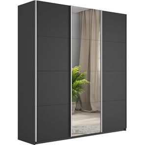 Шкаф 3-дверный Широкий Прайм (2 ДСП / Зеркало) 2400x570x2300,  Серый диамант в Курске