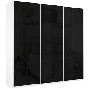 Шкаф Широкий Прайм (Черное стекло) 2400x570x2300,  Белый Снег в Курске