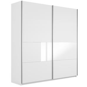 Шкаф Широкий Прайм (ДСП / Белое стекло) 2200x570x2300, Белый снег в Курске