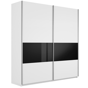 Шкаф Широкий Прайм (ДСП / Черное стекло) 2200x570x2300, Белый снег в Курске